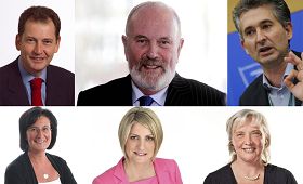 欧洲政要发来支持信,呼吁中共停止迫害法轮功(左上欧洲议会副主席、欧洲自由党主席华生先生,中上爱尔兰参议员大卫•诺瑞斯,右上欧洲议会官员Oreste