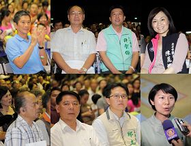 '高雄副市长李永得、立法委员许智杰、邱志伟、林岱桦、市议员陈丽娜、林富宝、张文瑞、以及前国策顾问周平德等人与会,祝贺法轮大法弘传二十周年'