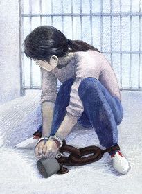 中共酷刑示意图:手铐脚镣