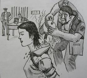 中共酷刑示意图:热水烫
