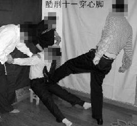 '酷刑演示:用手、脚、拳头毒打'