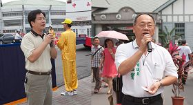 美浓区区长谢鹤琳(左)