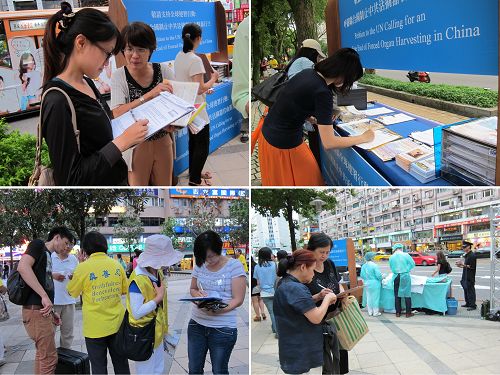 图2-1~2-9:许多公车上的民众露出震惊的表情,纷纷拿起相机不断拍摄,更有许多等红灯的机车骑士在学员说明下签名,还有来自世界各地的游客,自发参与联署,更表示愿意将这个星球上从未有过的邪恶,告诉给身边的亲朋好友。