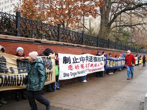 图1-5:庆祝《九评》发表十周年,部分多伦多法轮功学员“筑”真相长城。
