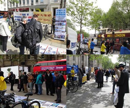 英国法轮功学员在伦敦市中国城举办讲真相、反迫害活动,吸引许多路人驻足了解真相。