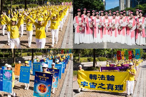“大法洪传”方阵,祥和美好