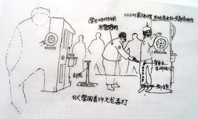 图:狱警武钢等人电击、毒打许文龙