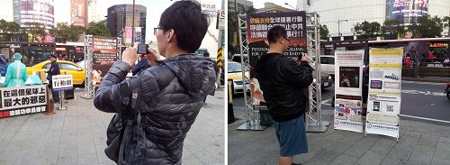 图5-6:民众纷纷拿起手机、相机拍摄演示行动剧画面,有的随即上传网路周知。