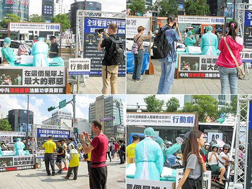 图3:民众拍摄行动剧画面和全球声援中国民众诉江大潮的讯息