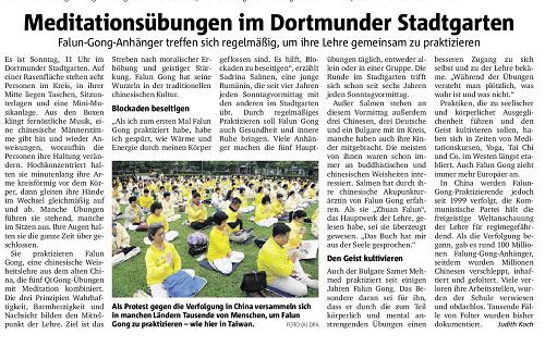 图:德国西部城市多特蒙德市的《鲁尔日报》(Ruhr Nachrichten)的报道