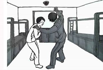 示意图:在监控下包夹打我嘴巴和胸部。