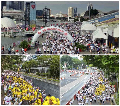 图1:新加坡举办“金禧大竞走”,新加坡法轮功学员与二万五千名民众共襄盛举。