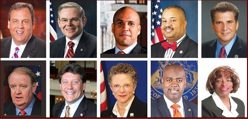 上排(自左向右)州长Chris Christie,联邦参议员Robert Menendez和Cory Booker,联邦众议员Donald Payne, Jr,埃塞克斯郡长Joseph N. DiVincenzo. 下排(自左向右)州参议员Richard Codey,州众议员John McKeon和Mila Jasey,纽瓦克市市长Ras Baraka,市议长Mildred C. Crump。