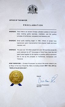 安省北部城市苏圣玛丽(Sault Ste. Marie)市长Christian Provenzano发出的褒奖