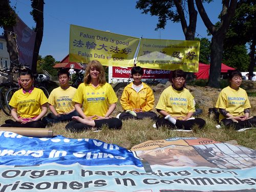 法轮功学员在丹麦“人民聚会(Folkemødet)”活动期间演示功法