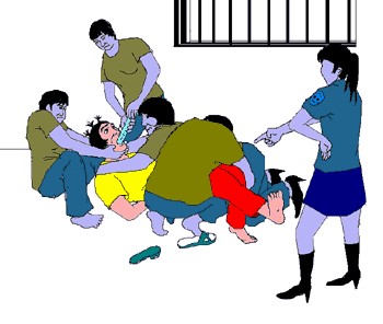 中共迫害示意图:强制灌药