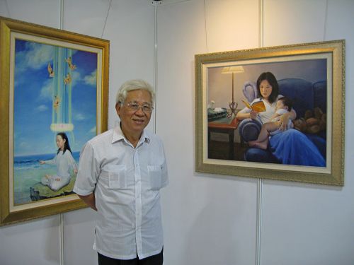 图4书法家高连永最喜欢《溶于法中》,这幅画中呈现有现实、有理想,内容丰富精彩,感觉非常温馨。