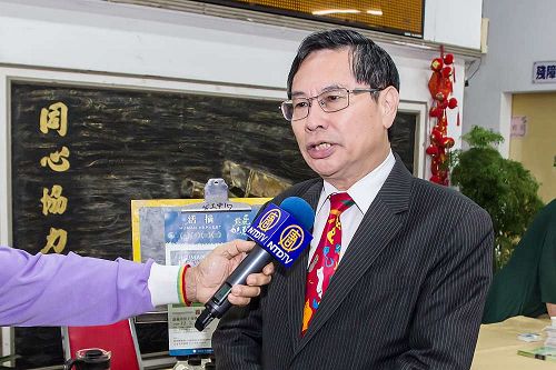 '图6:嘉义市长涂醒哲疾声呼吁谴责中共活摘罪行并且声援法轮功学员反迫害。'
