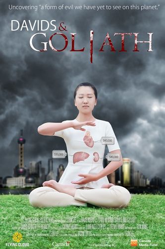 记录片《活摘》(Human Harvest)海报。该片继二零一五年四月获得第七十四届美国广播电视文化成就奖“皮博迪”(Peabody)大奖后,同年十一月份,再次获得2015年国际广播协会(AIB)国际调查记录片大奖。