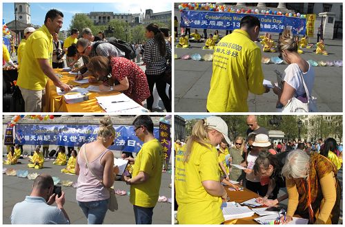 图11:了解真相的民众签名支持法轮功和平反迫害。
