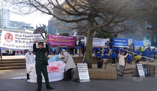 图2:在奥克兰皇后街举办反酷刑展场景。
