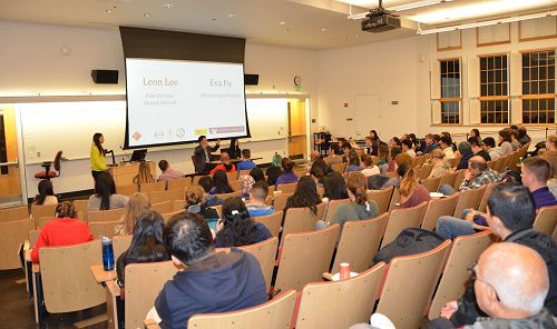 '图1:华盛顿大学西雅图分校举办获奖纪录片《活摘》的放映会'