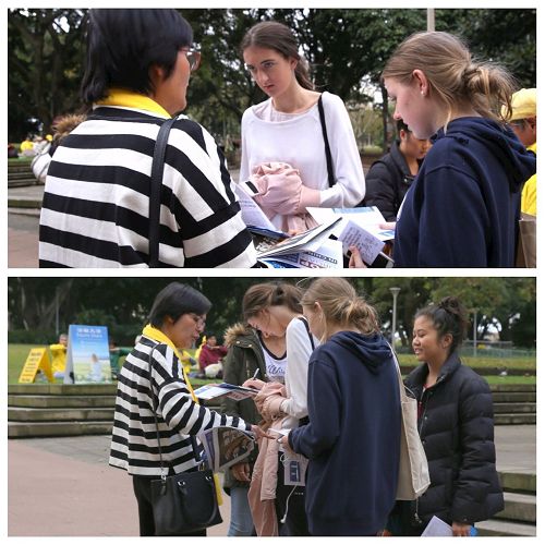 '图3:一群年轻的女孩在了解真相后都认真地在征签表上签了名。'