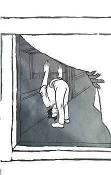 中共酷刑示意图:两腿站直,头贴膝盖上,两手臂伸直上举