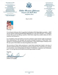 '图4:美国国会议员Eddie?Johnson?的贺信'
