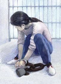 '中共酷刑示意图:锁地环'