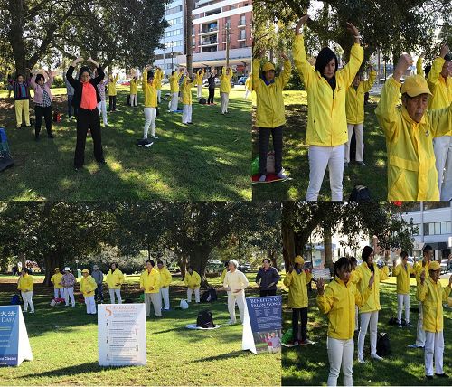 图4:五月六日,悉尼法轮功学员在Burwood公园举行“世界法轮大法日”庆祝活动。