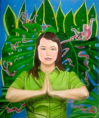 图3:“东方的问候”,在油画布上用丙烯颜料所作,0,50 x 0,60 mt.