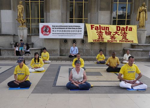 图1:法轮功学员演示功法