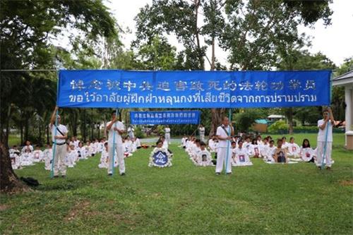 '图1:泰国法轮功学员悼念被中共迫害致死的中国大陆同修'