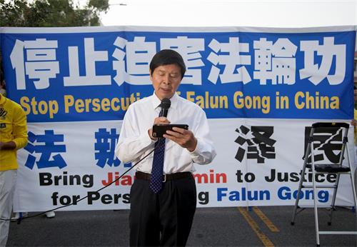 '图6:美西南法轮大法学会会长李有甫表示:法轮功学员向世界传递着“善”的信息。'