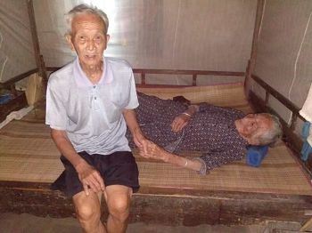 '杨观仁父母近照(母亲陈美英卧床不起)'