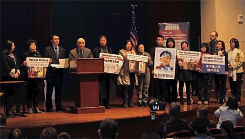 '图1:二零一九年三月四日,在美国国会举行的新闻发布会上,法轮功学员讲述遭受中共迫害的经历。'