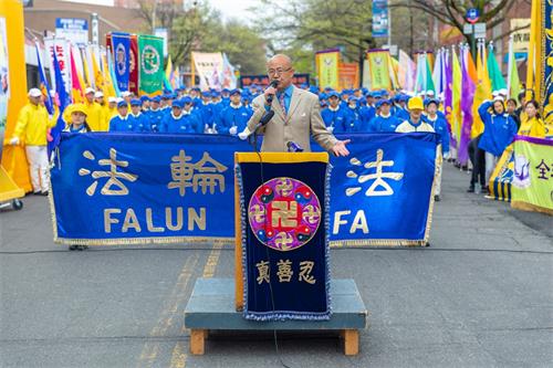 '图6:大纪元专栏作家张林在集会上发言'