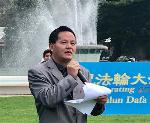'图6:现场来宾江先生在集会中发言'