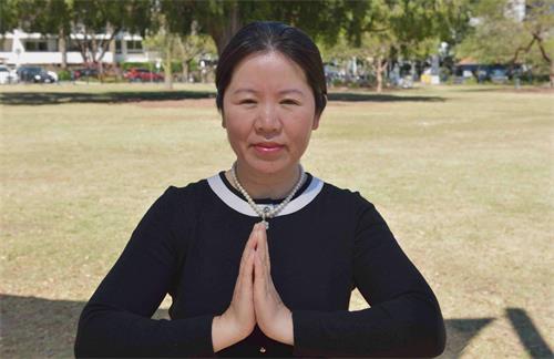 '图5:定居澳洲的华裔安娜感恩修炼法轮大法让自己变得宽容,值此中秋佳节之际,她表达了自己对李洪志师父的感恩,同时她也恭祝师父中秋快乐!'