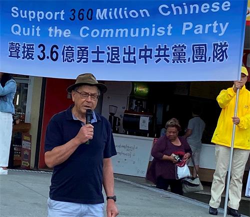 '图4:首都惠灵顿市前议员安东尼·布朗特关注中共活摘人体器官事件。'