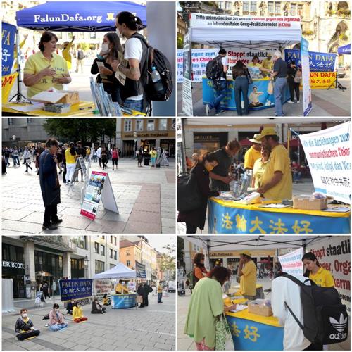 '图4:慕尼黑法轮功学员在市中心玛琳广场(Marien Platz)和森德林格大街(Sendlinger Stasse)举办活动。'