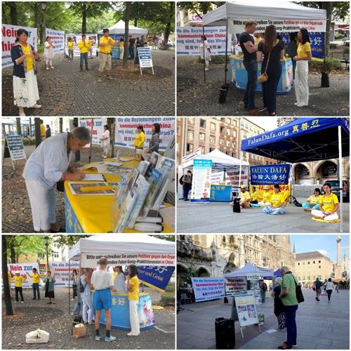 '图6:法轮功学员在霍亨索伦广场(Hohenzollernplatz)和玛琳广场(Marien Platz)举办活动。'