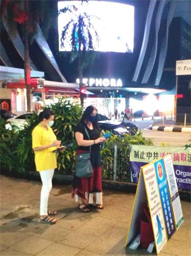 图7:来自英国的Rosaford 女士停下脚步看真相展板。