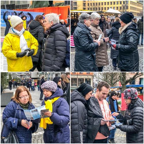 '图3:面对面向路人讲述法轮功真相、告诉人们在中国正在发生着的活摘人体器官牟取暴利、这种非人性的残暴。'