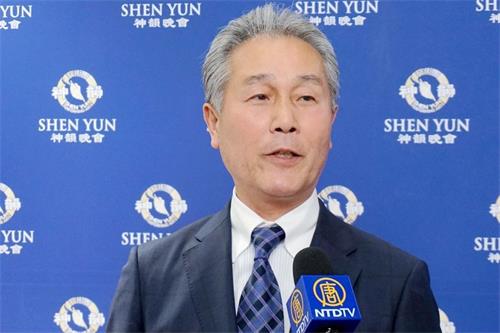 '图9:日本丰后大野市议会议员、总务常任委员会委员长田岛荣一(Tasima Eiichi)推崇神韵复兴传统中国文化。'