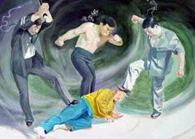 '中共酷刑:殴打(绘画)'