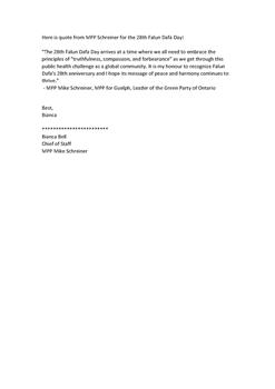 图5B-安省绿党领袖、安省省议员迈克·施莱纳(Mike Schreiner)贺信