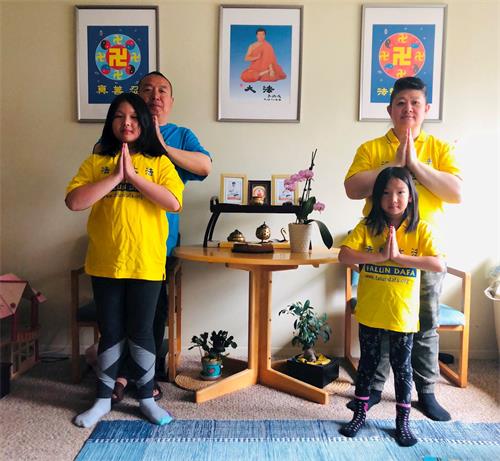 '图7:卡尔加里学员张旭峰一家给师父献上最诚挚的祝福,恭祝师尊生日快乐!'