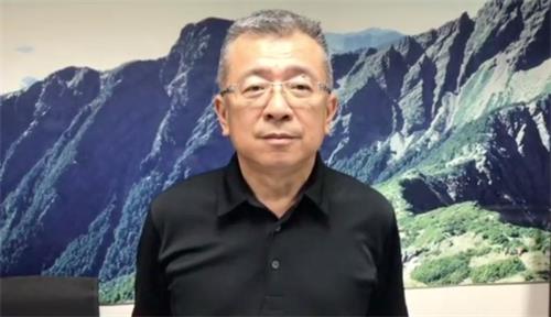 '图6:台北市议员刘耀仁祝贺法轮大法二十八周年庆,法轮大法好!'